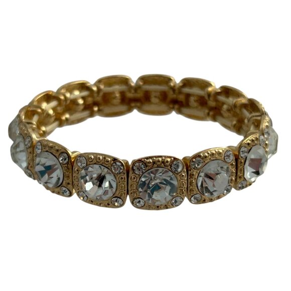 Lot 3 Stretch Bracelets Gold Tone Silver Tone Rhinestones Sparkle Stackable - Picture 8 of 9